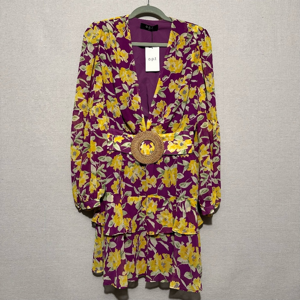NWT O.P.T. Long Sleeve Floral Dress - size L